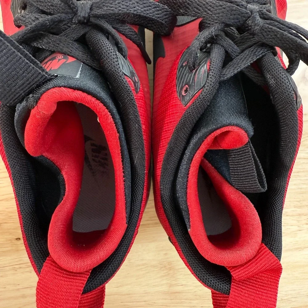Nike‎ Air Max 90 Mid Sneakers Men's Red Black Lace-Up Casual High Top Athletic 7
